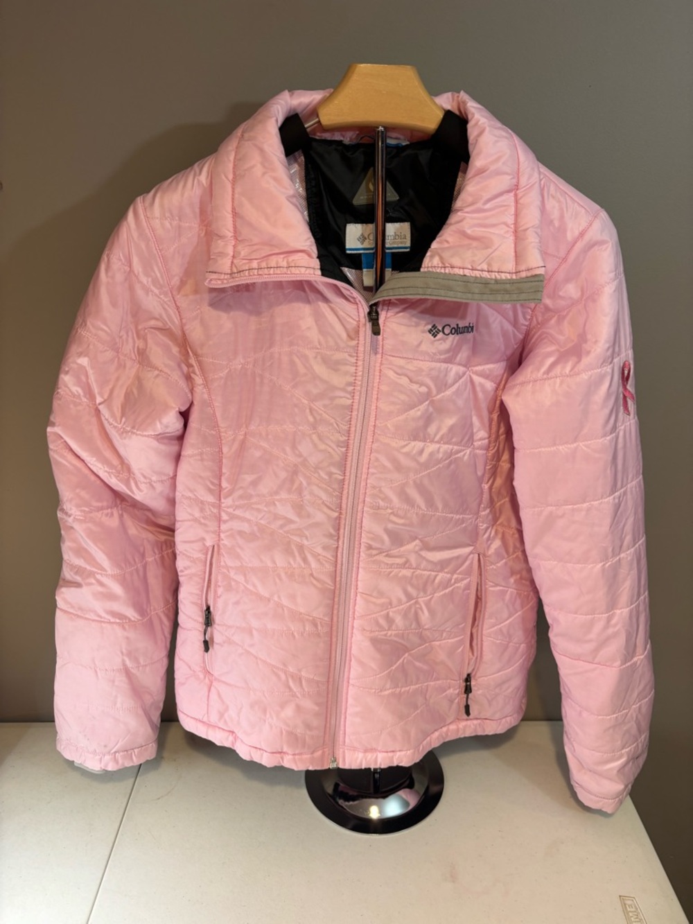 Columbia Light Pink Quilted Puffer Jacket Breast Cancer Awarness